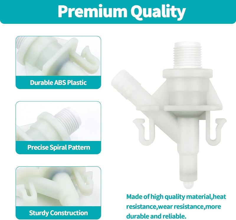 Aecsze 2 Pack 385311641 RV Toilet Water Valve Replacement Kit, Durable Plastic Water Valve Kit, for 300 310 320 Series for Dometic and Sealand Marine Toilet, Includes Hose Clamp and Fasteners - Image 3